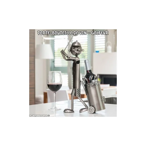 Authentic Original licence Planete Discount Porte-bouteille Golfeur Métallique 1