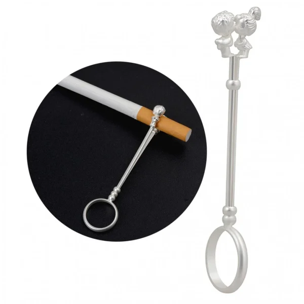 Marque Generique Accessoires Fumeur Métal Porte-Cigarette Anneau Main Libre Argent 16m… Couleurs variées 4