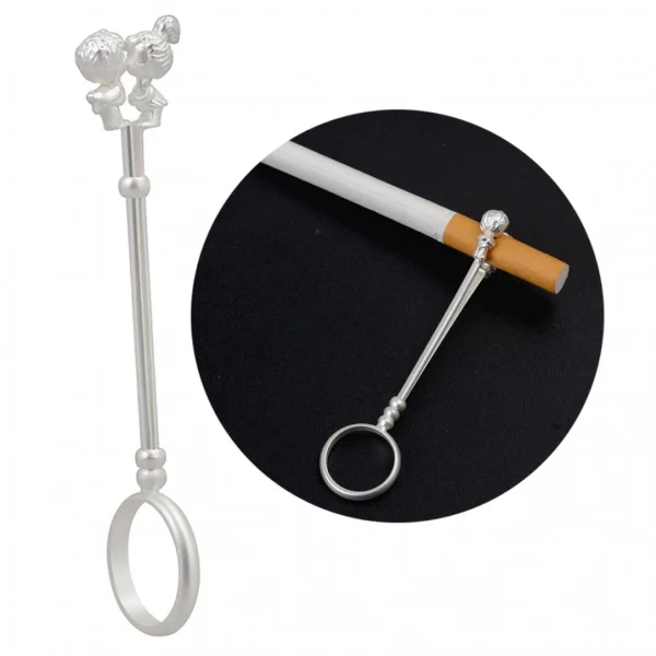 Marque Generique Accessoires Fumeur Métal Porte-Cigarette Anneau Main Libre Argent 16m… Couleurs variées 5
