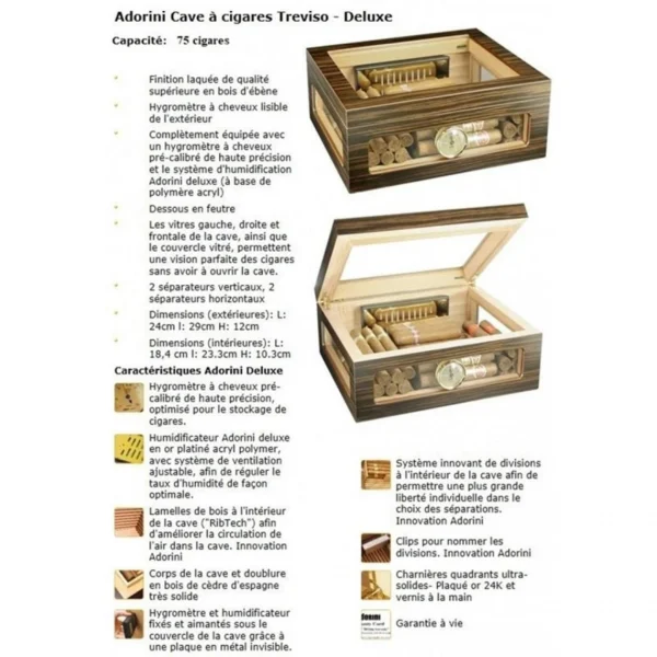 Various Cave à Cigare Vitrée Adorini Trévisio Vintage – Hygromètre – Humi… Acheter Maintenant 4