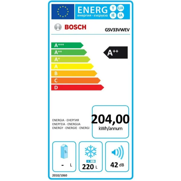 Congélateur Armoire 60cm 220l Statique – Gsv33vwev – BOSCH prix pas cher 4