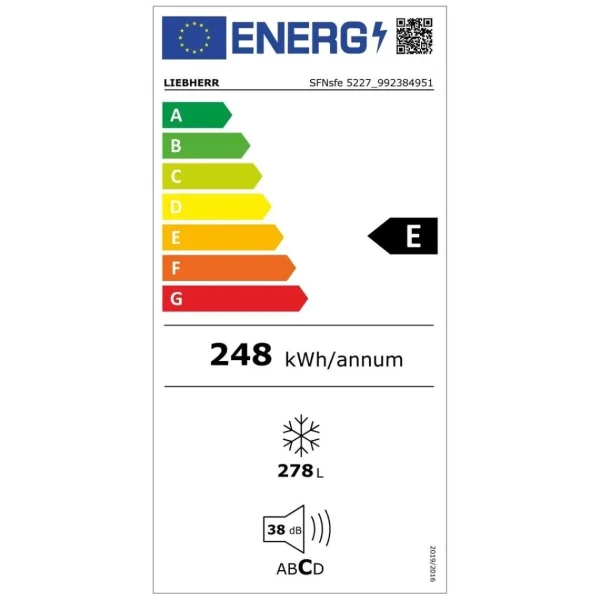 prix de gros Congélateur Liebherr SFNSFE5227-20 Acier Inoxydable 277 L 4