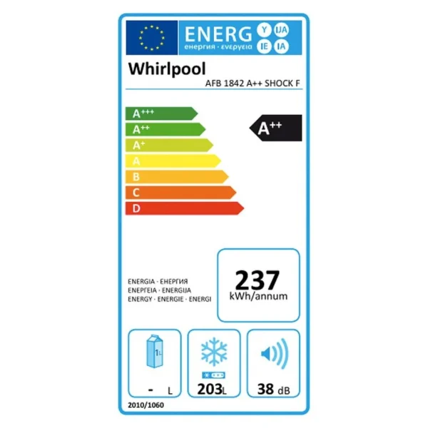 site en ligne Whirlpool Congélateur Vertical Intégré AFB 1842 A++ 3