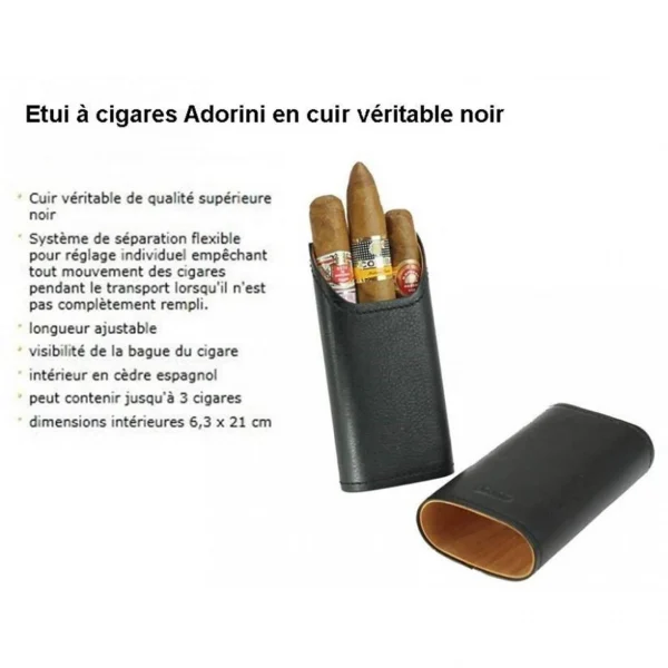 magasin paris Etui à CIgares Adorini Pour 2-3 Cigares En Cuir Véritable – Système… 4